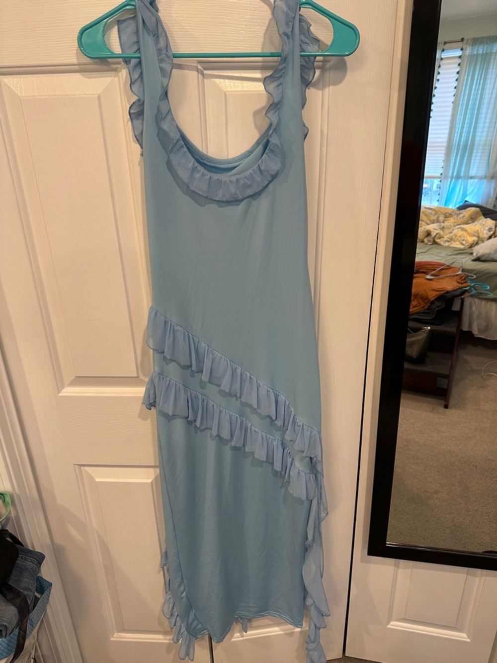 Light Blue Ruffle Maxi Dress